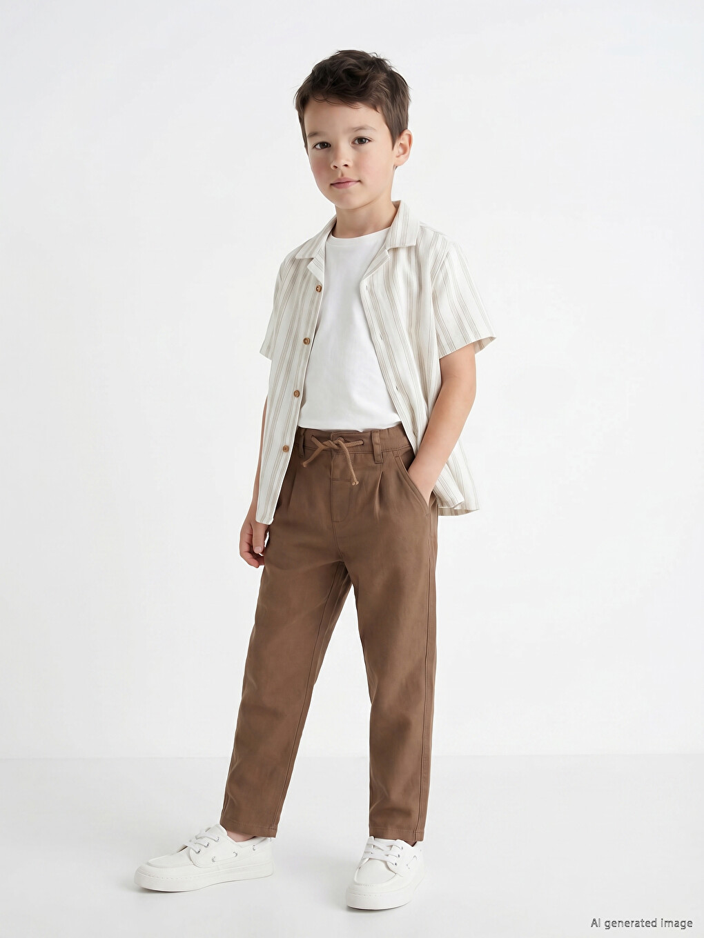 Loose Fit Boys' Linen Blend Trousers