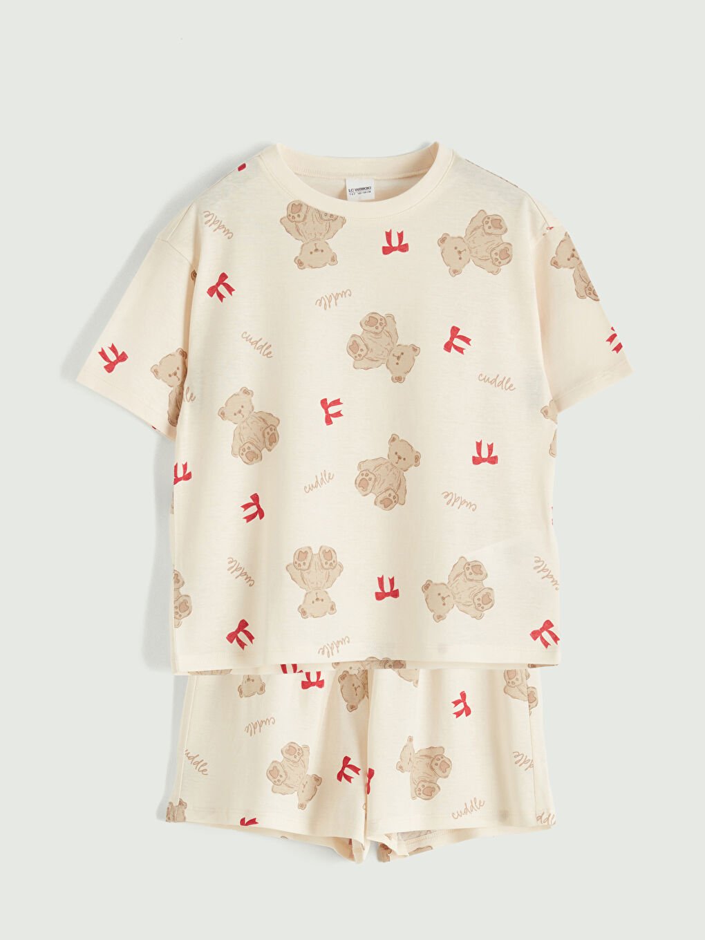 طقم بيجاما قصير وردي فتاة