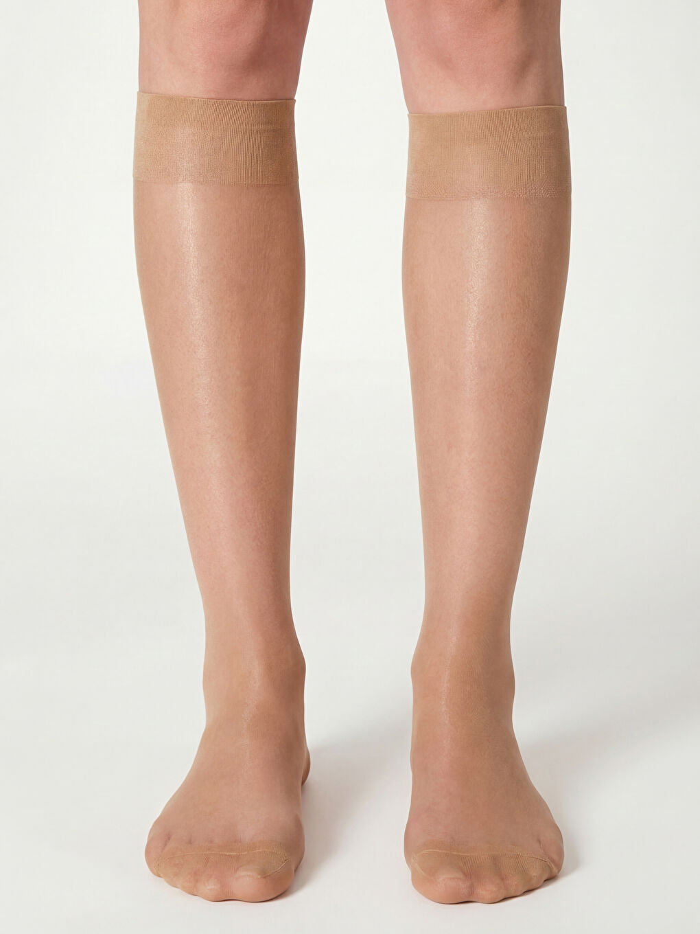 Bej 15 Denye Kadın Diz Altı Çorap 2'li-1