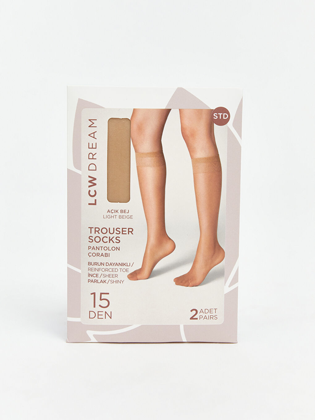 Bej 15 Denye Kadın Diz Altı Çorap 2'li-3