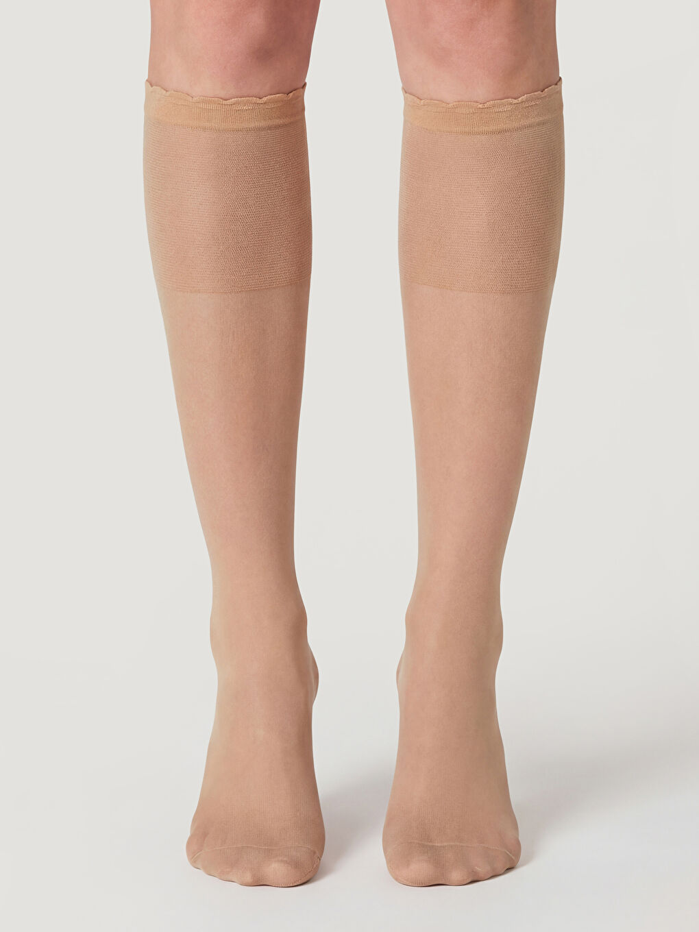 Bej 15 Denye Kadın Diz Altı Çorap 2'li-1