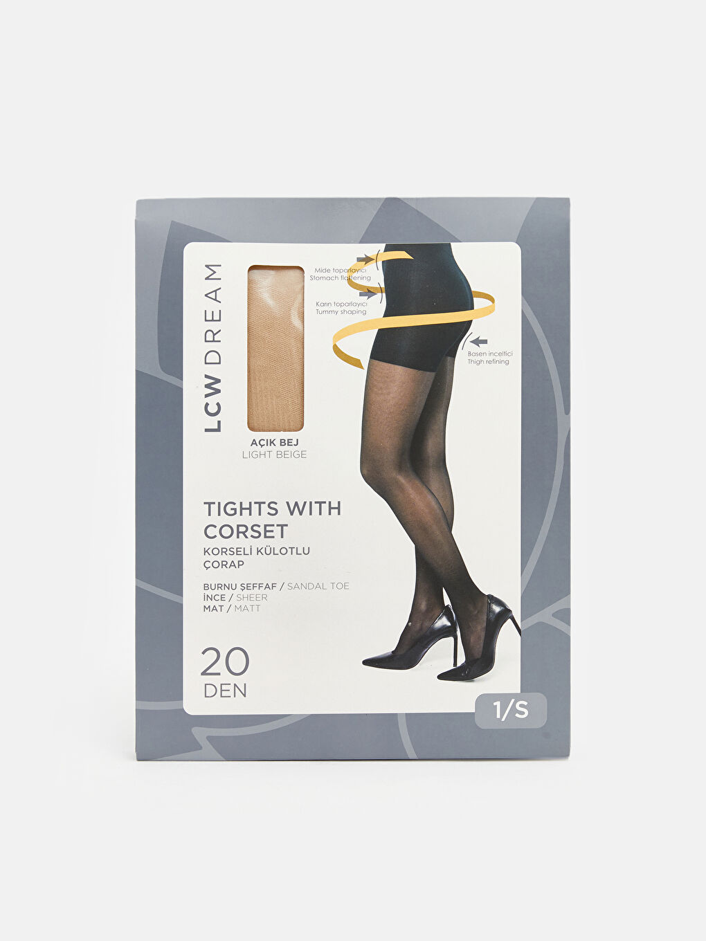 Bej 20 Denye Mat Kadın Korseli Külotlu Çorap