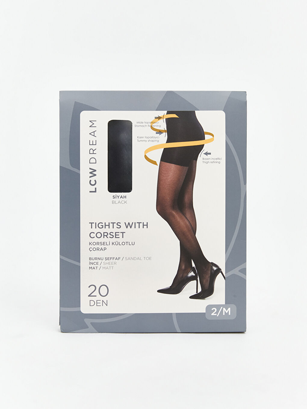 Siyah 20 Denye Mat Kadın Korseli Külotlu Çorap