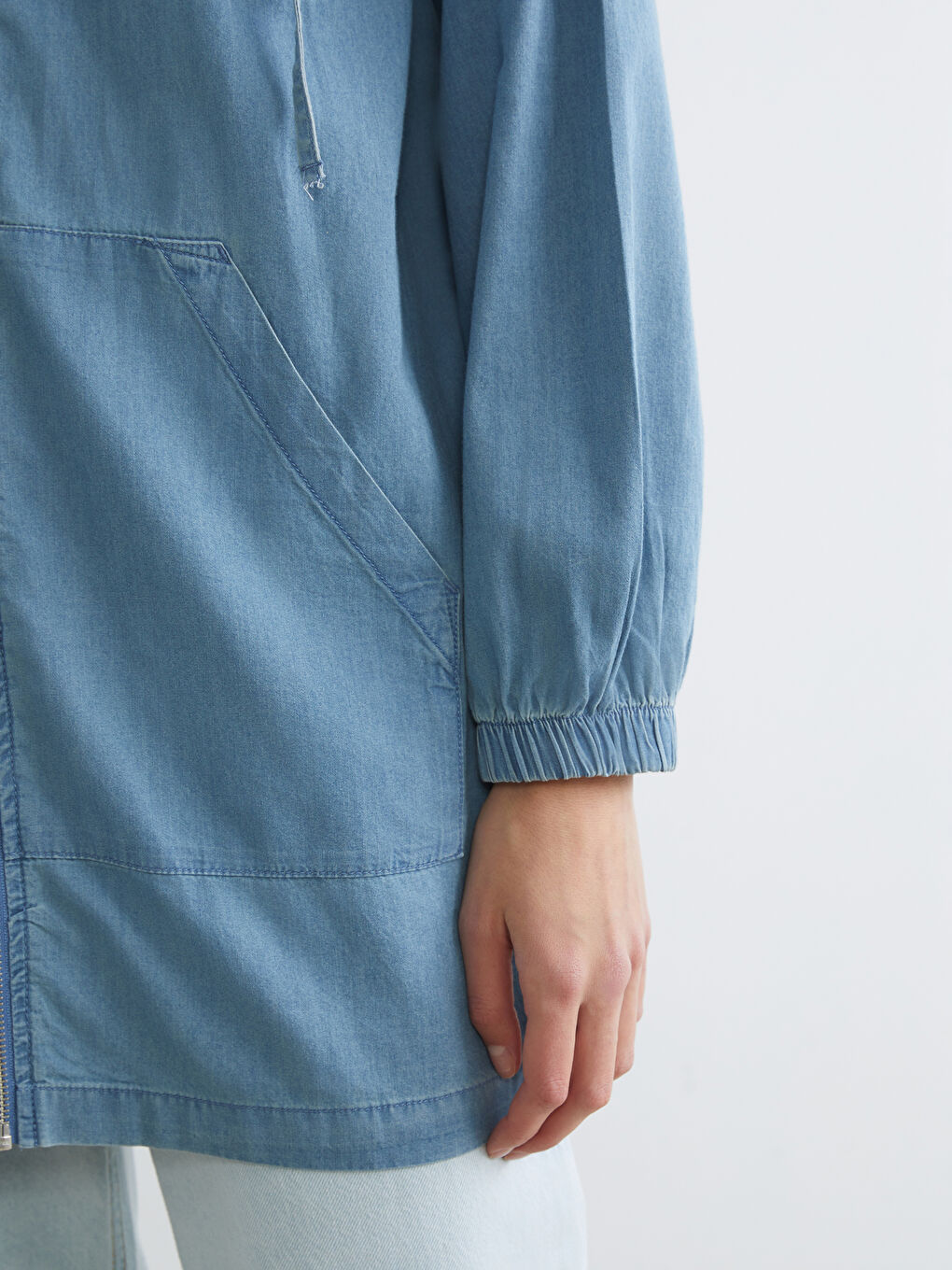 Women's Hooded Denim Tunic-2