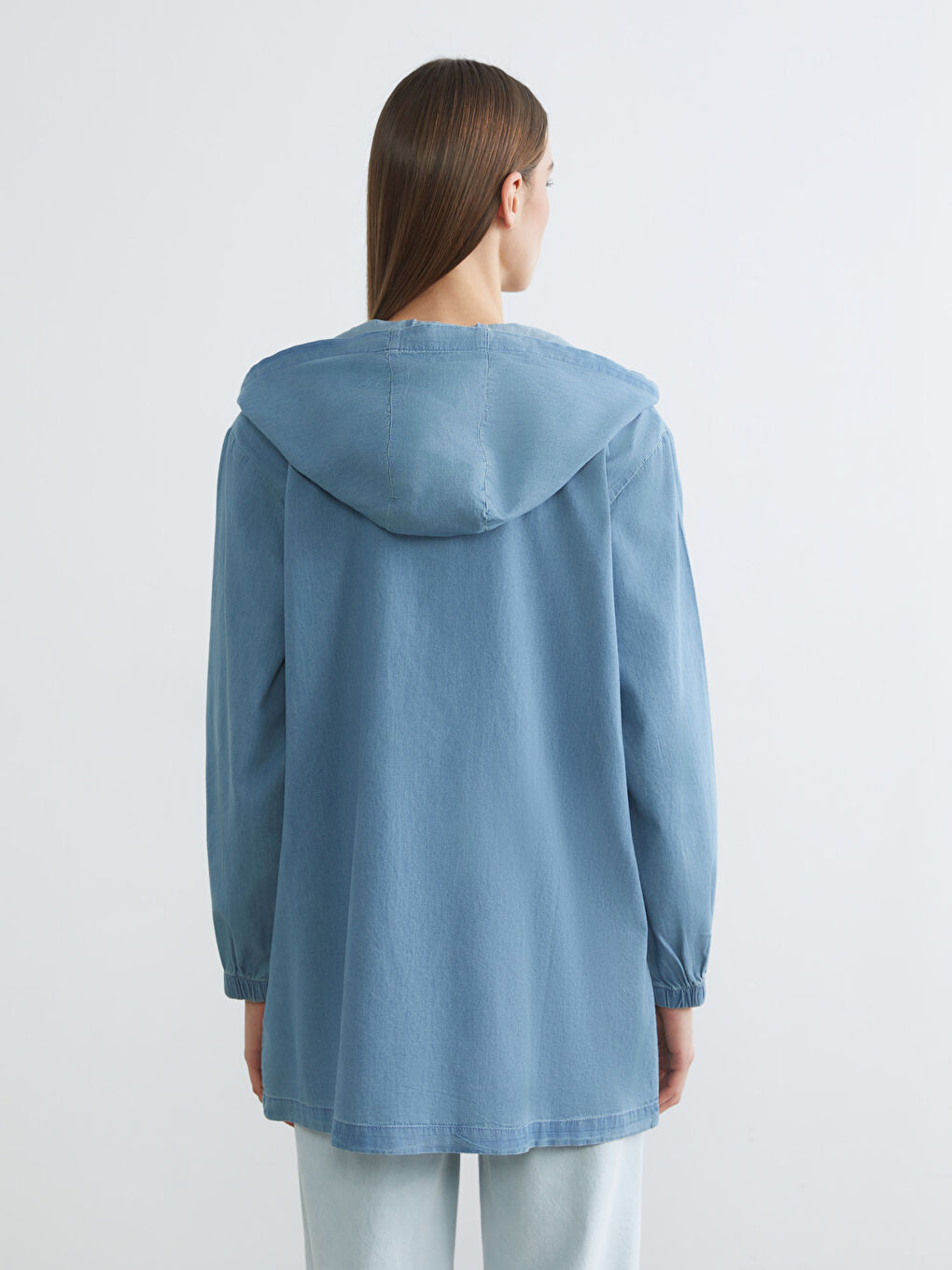 Women's Hooded Denim Tunic-3