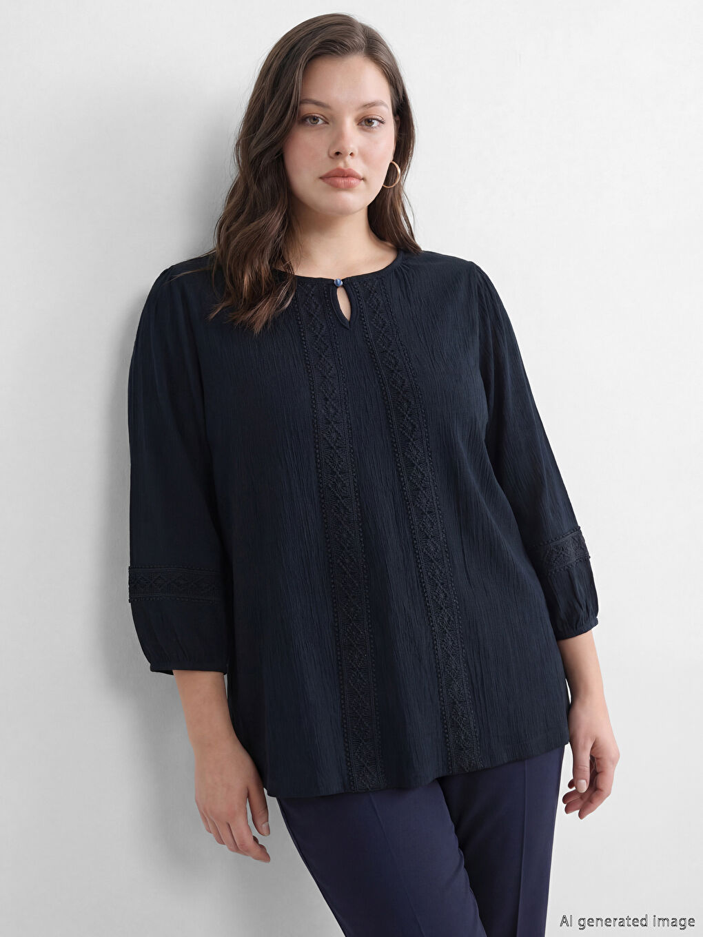 Embroidered Crewneck Blouse-1