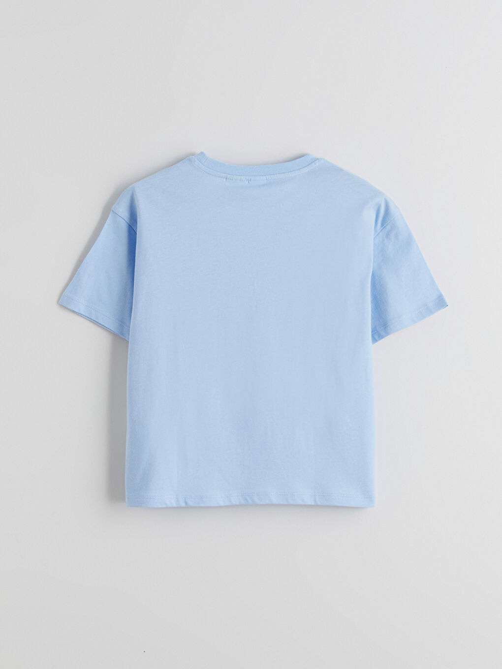 Mavi Bisiklet Yaka Stitch Baskılı Kız Çocuk Tişört-2