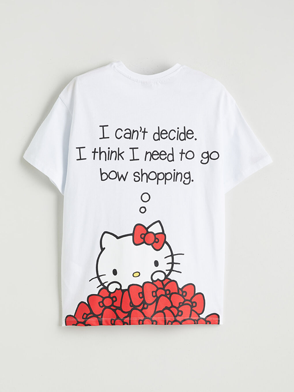 Beyaz Bisiklet Yaka Hello Kitty Baskılı Kız Çocuk Tişört-2