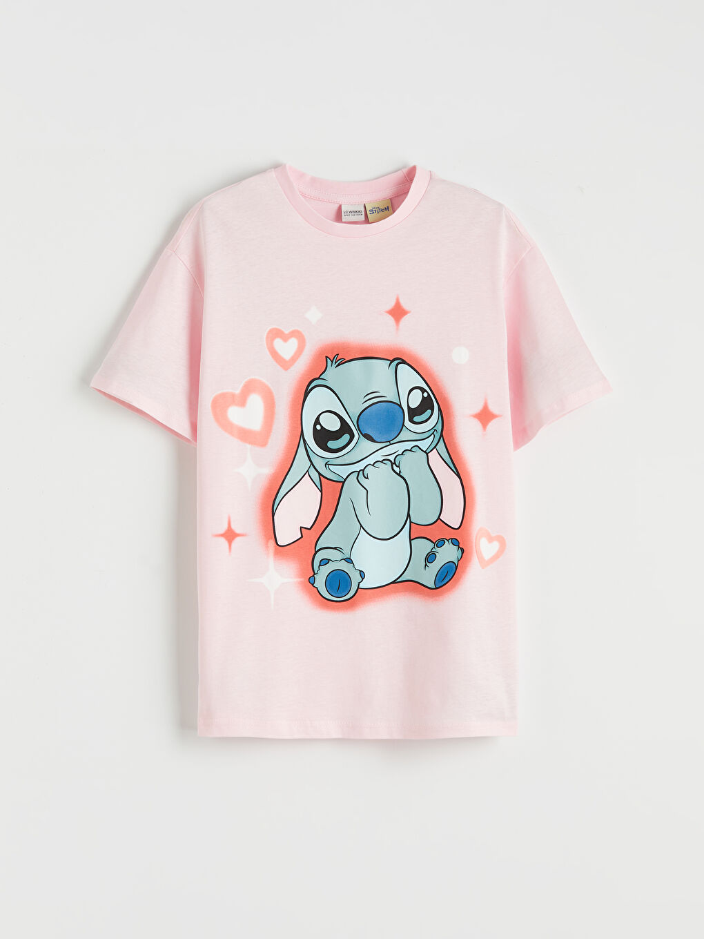 Pembe Angel Baskılı Kız Çocuk Tişört-1