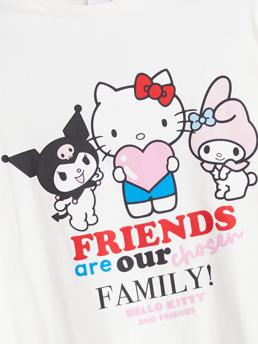Ekru Hello Kitty ve Arkadaşları Baskılı Kız Çocuk Tişört-1