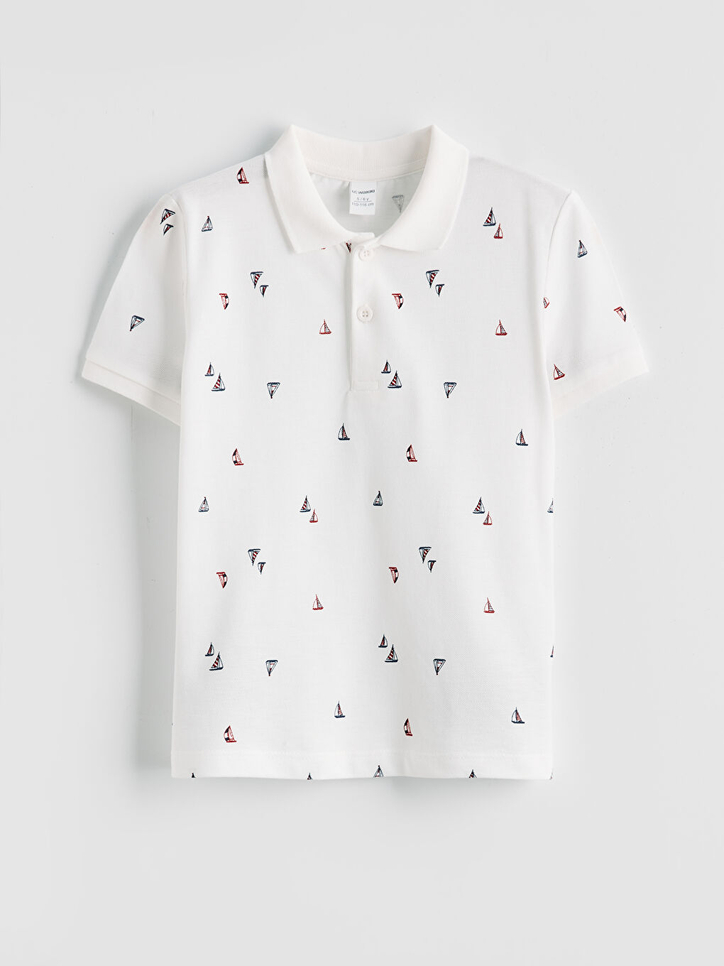 Bej Polo Yaka Desenli Erkek Çocuk Tişört