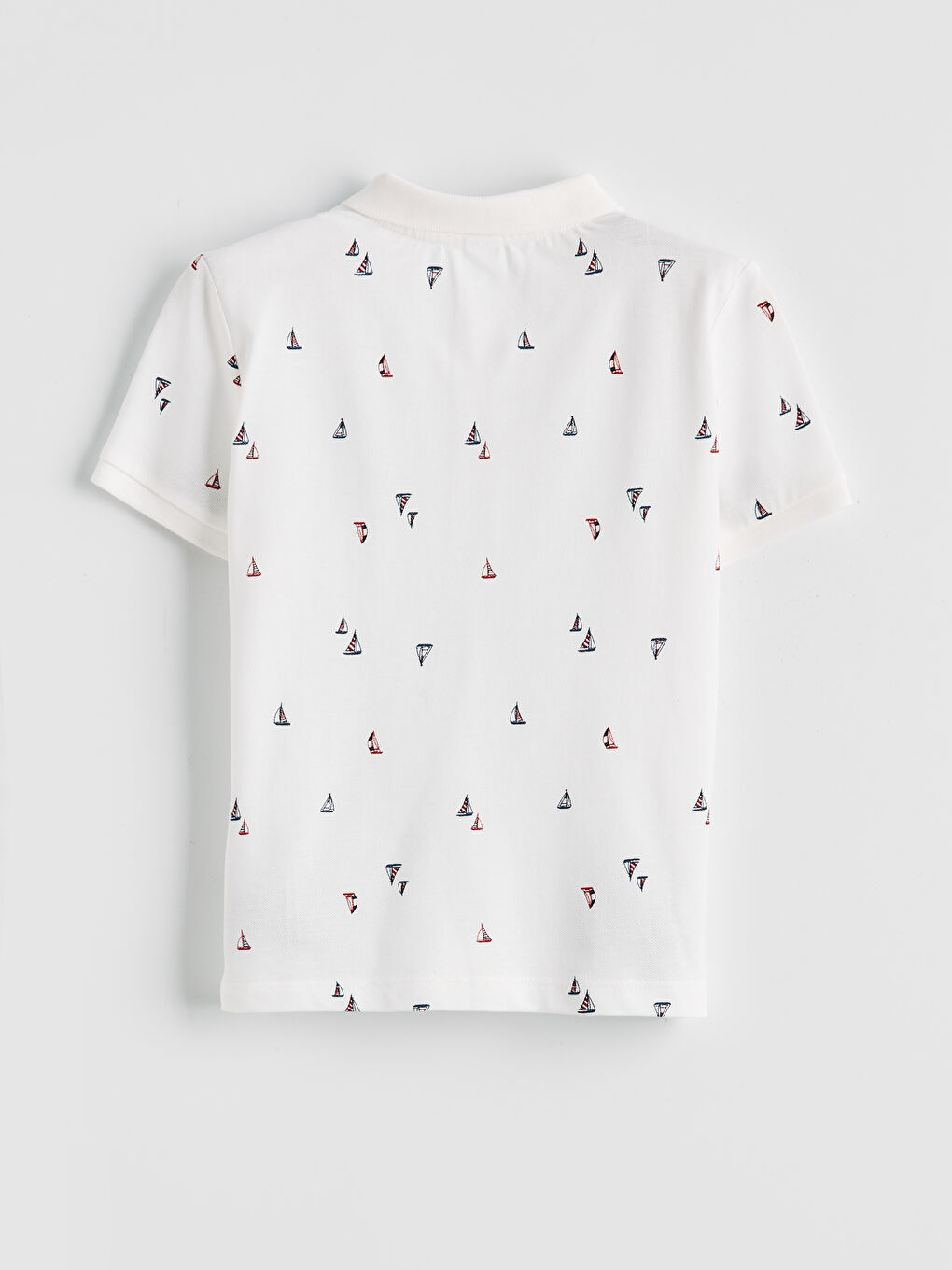 Bej Polo Yaka Desenli Erkek Çocuk Tişört-1