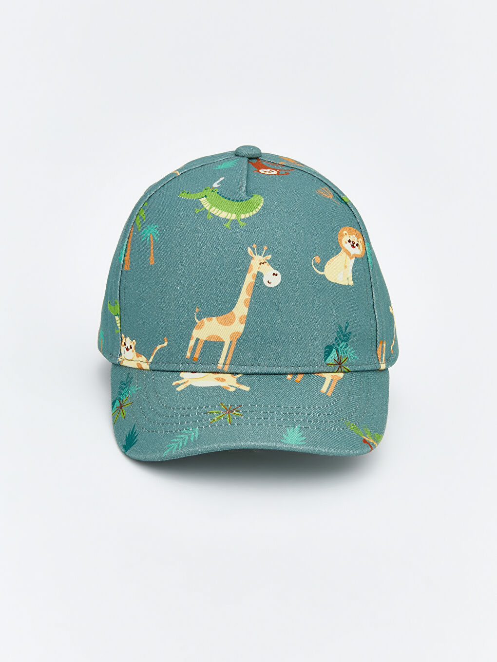 Yeşil Hayvan Baskılı Erkek Bebek Kep Şapka