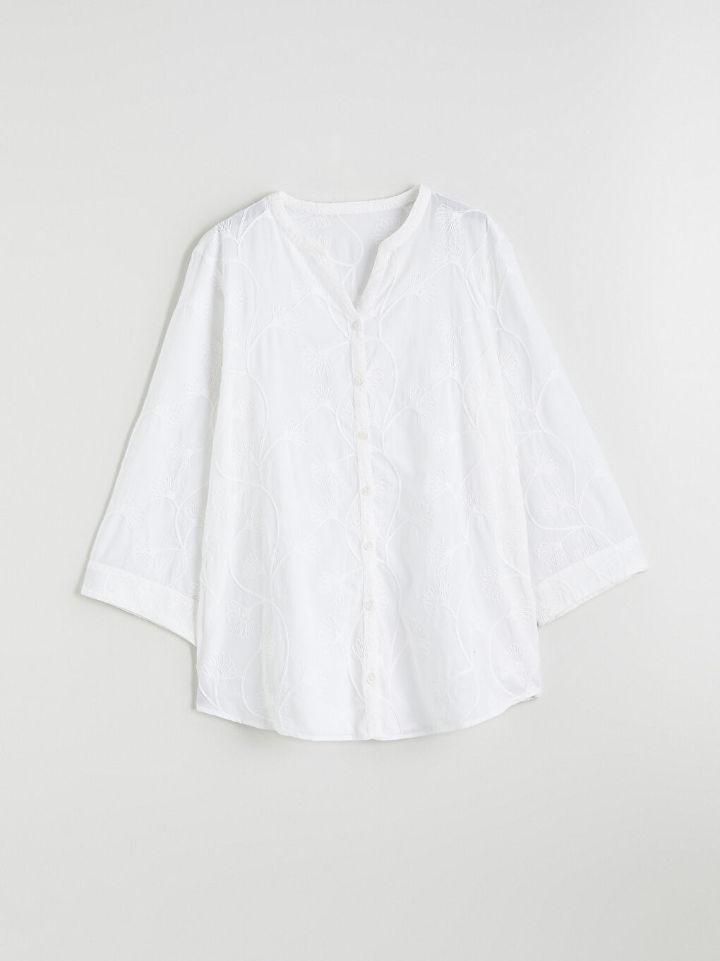 Embroidered Blouse with an Asymmetrical Neckline-2