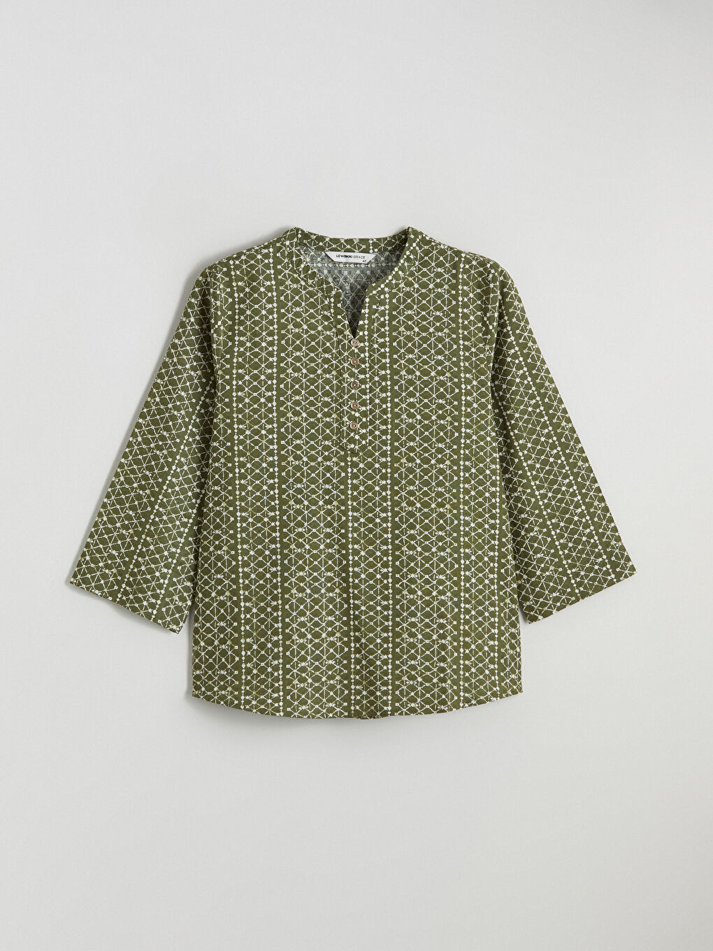 Блузка с вырезом с выемкой и узором, с эффектом льна-4