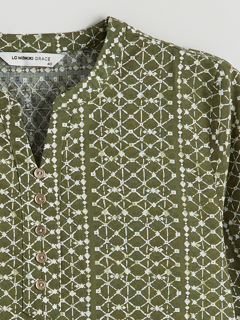 Блузка с вырезом с выемкой и узором, с эффектом льна-5