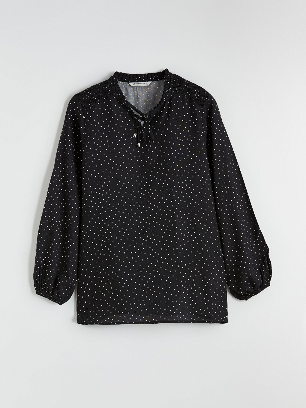 Polka Dot Blouse with Tie Neck