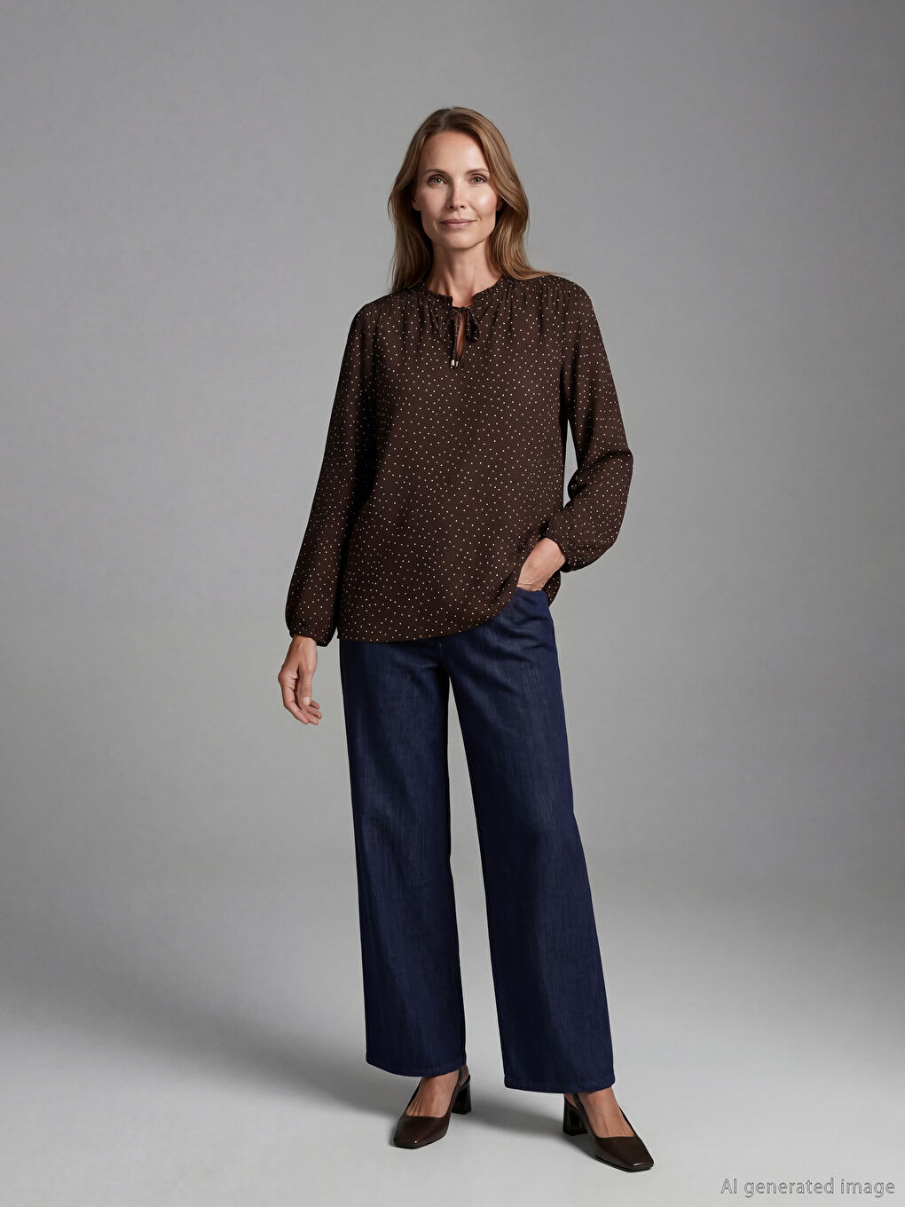 Әйелдер қоңыр Блузка-1