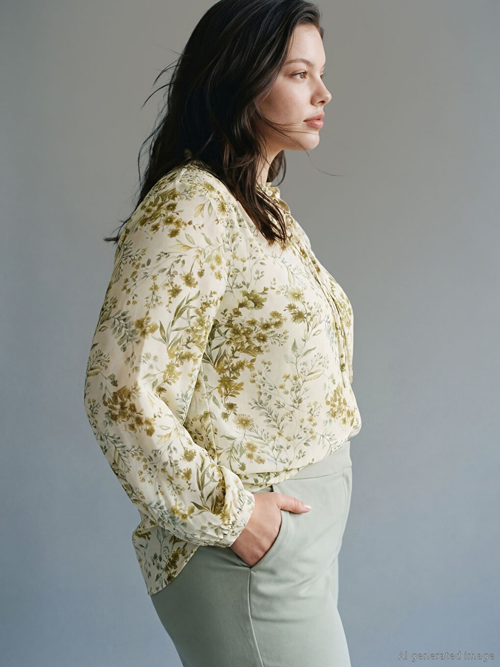 Tie Neck Floral Blouse