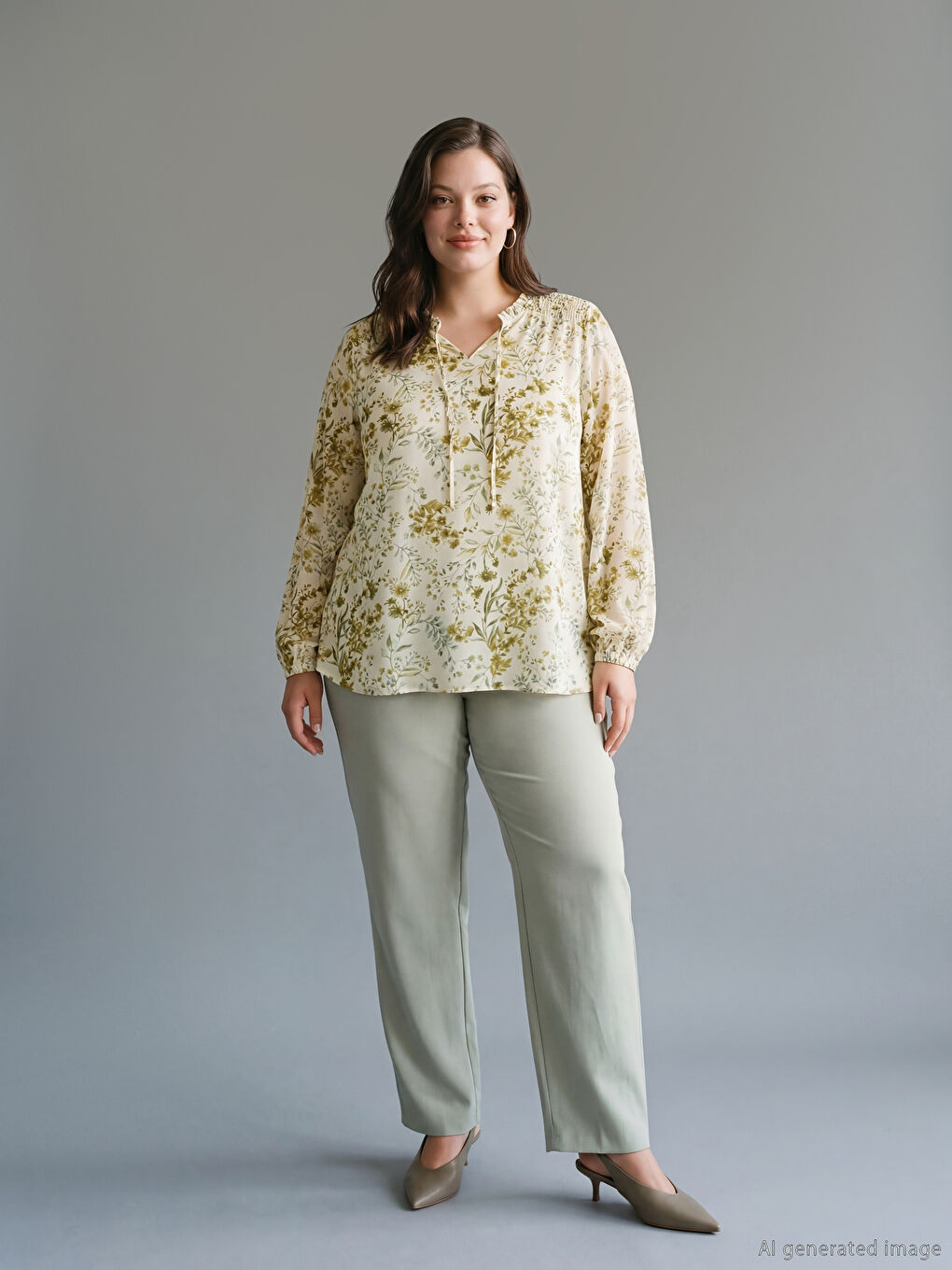 Tie Neck Floral Blouse-1