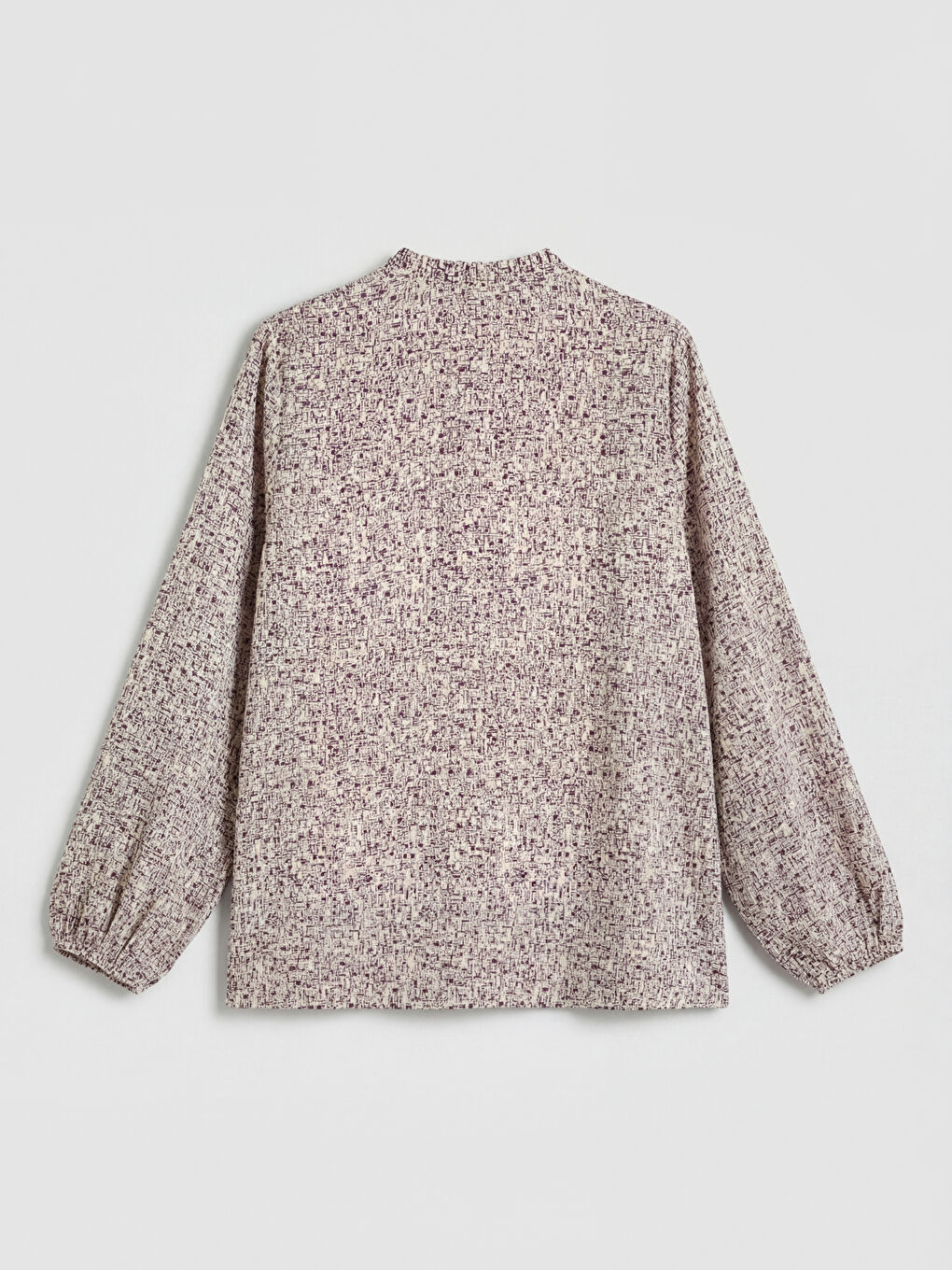 Mürdüm Bağlamalı Yaka Desenli Bluz-1