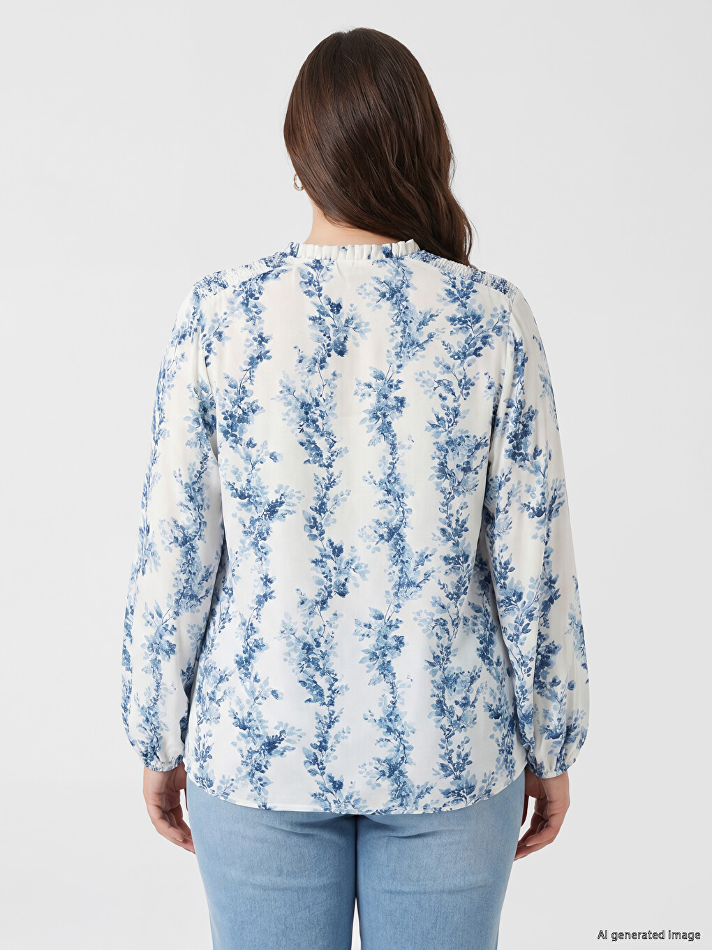 Tie Neck Patterned Blouse-3