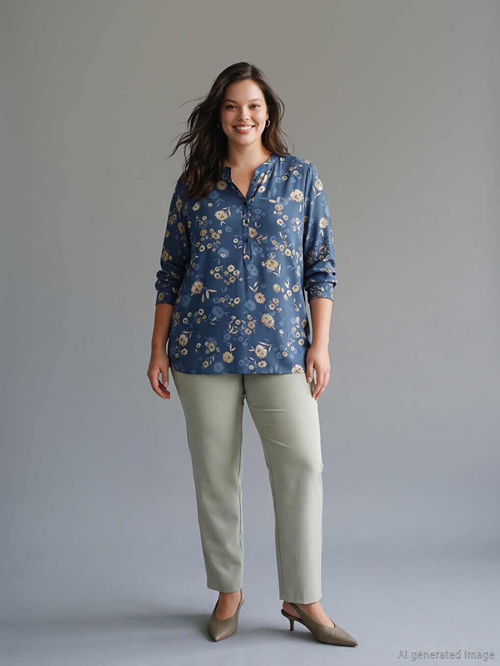 Notch Neck Floral Blouse	
-1