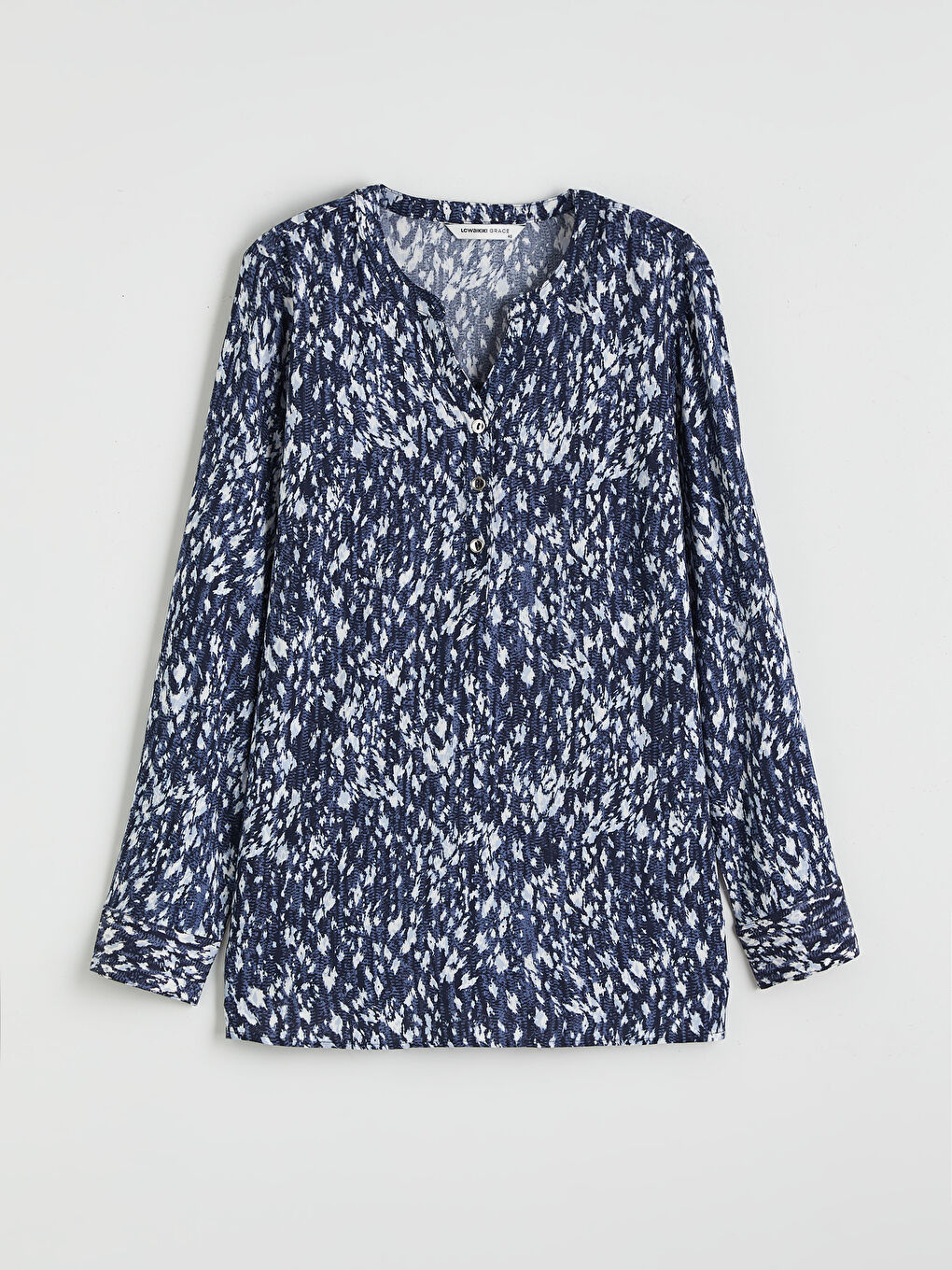 Blouse à Motifs à Encolure Échancrée-4