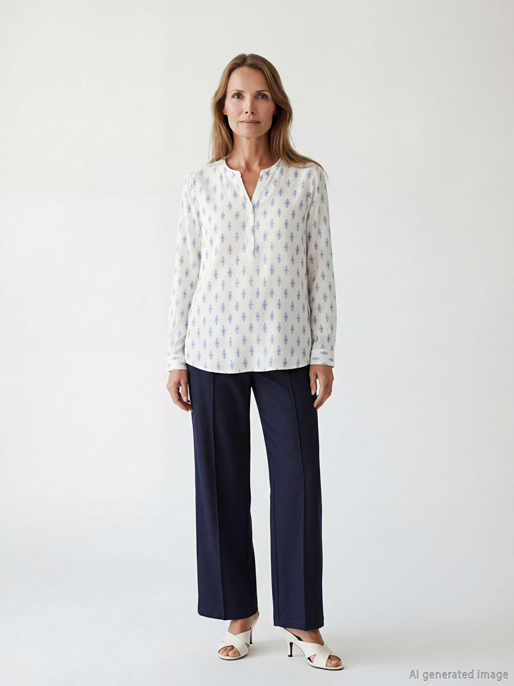 Bluza sa okovratnikom sa izrezom i uzorkom-1