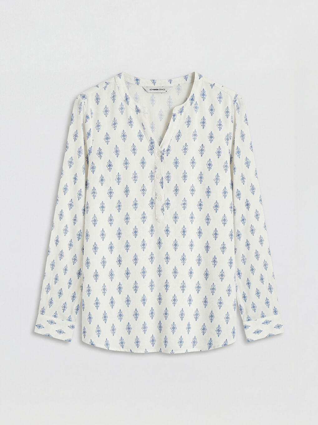 Bluza sa okovratnikom sa izrezom i uzorkom-4