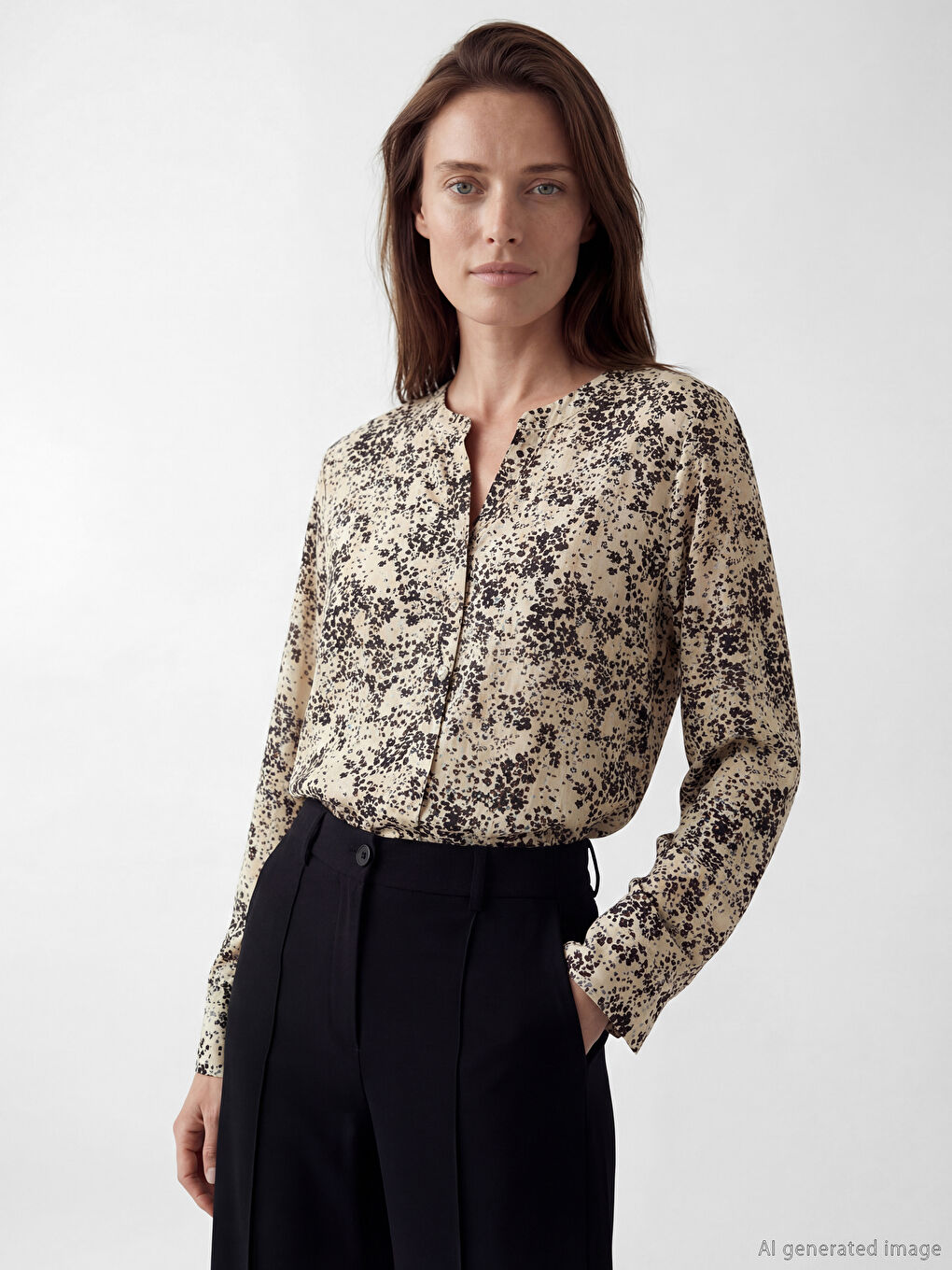 Notch Neck Floral Blouse