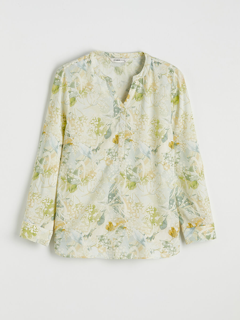 Blouse fleurie à encolure en V échancré-3