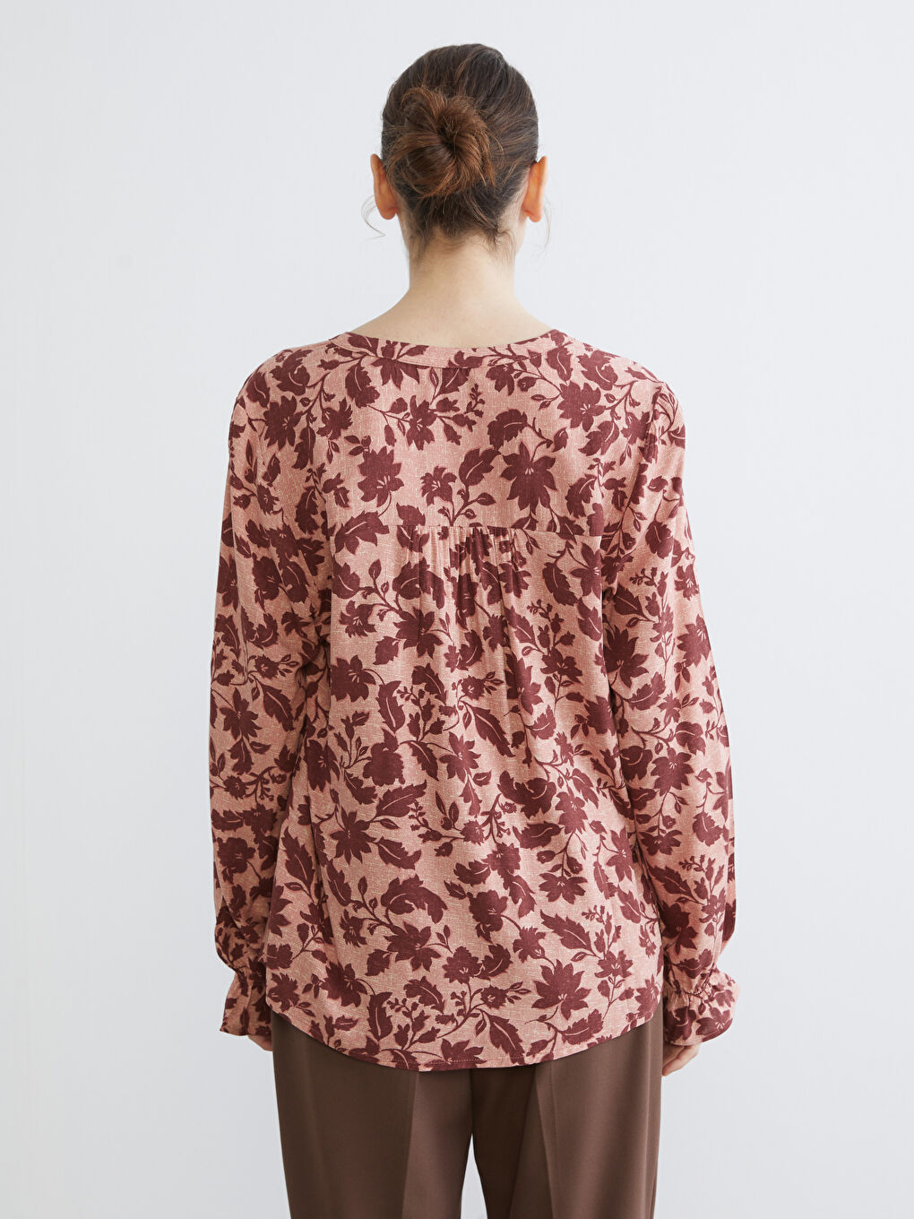 Notch Neck Floral Blouse-3