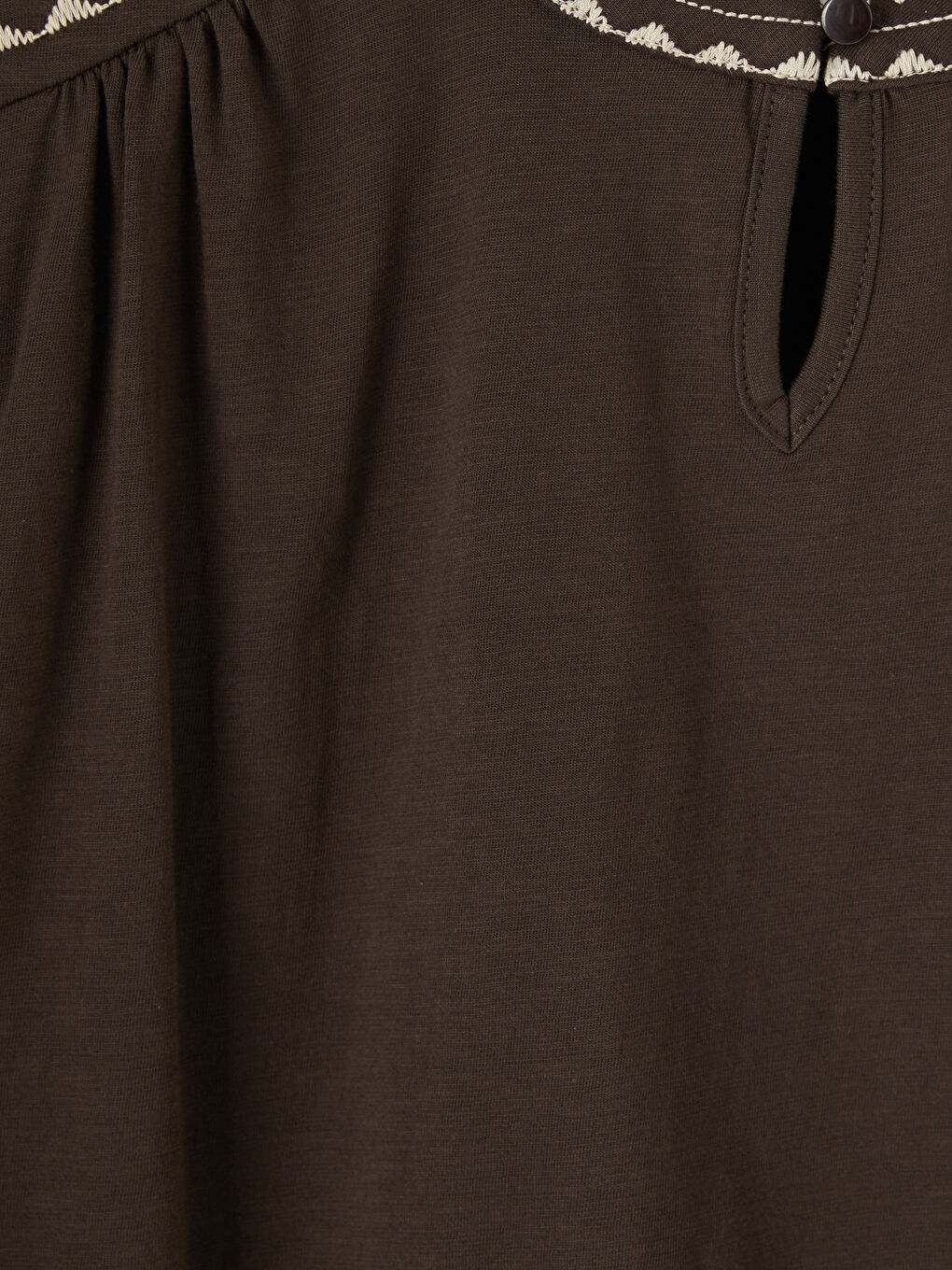 Kahverengi Hakim Yaka Nakışlı Bluz-2