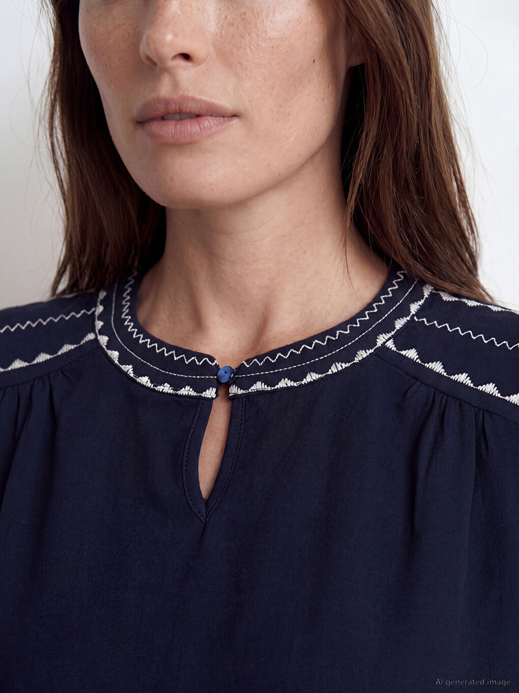 Bluza sa vezenim dekolteom na traku-2