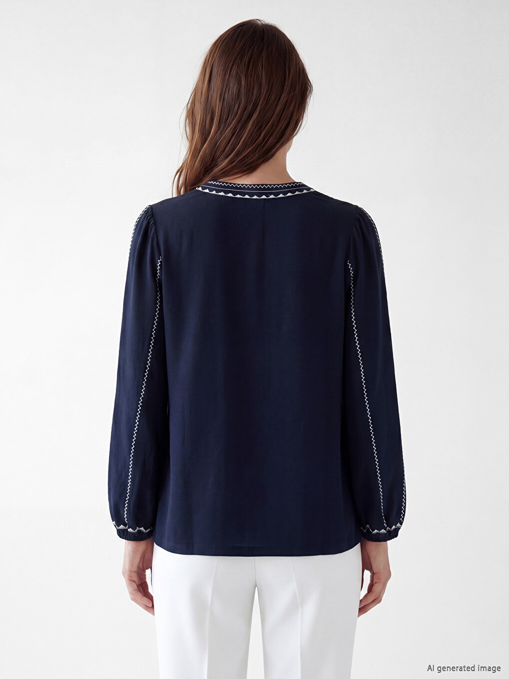 Bluza sa vezenim dekolteom na traku-3