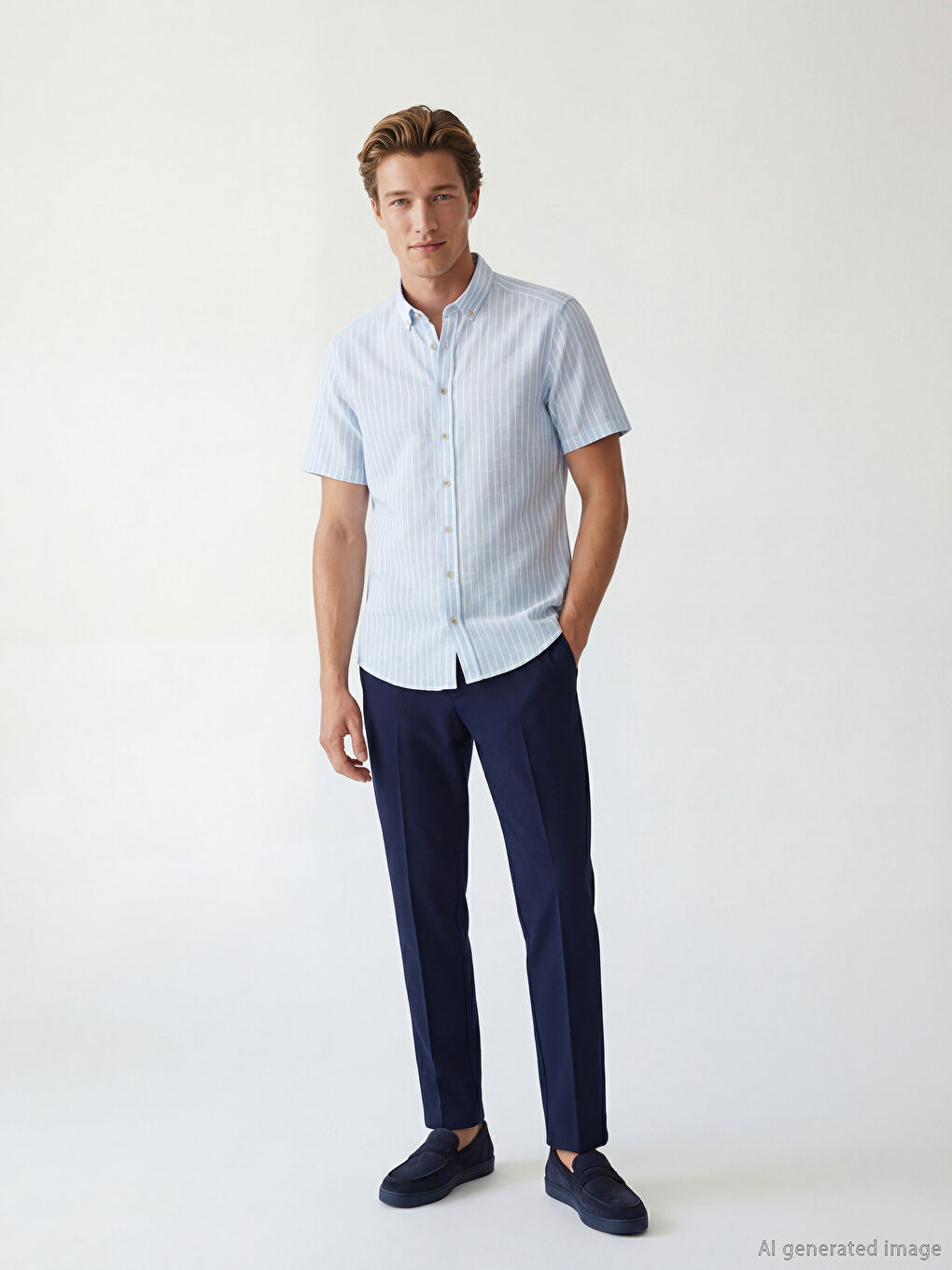 Жолақты жейде ерлерге арналған стандартты пішімде.-1