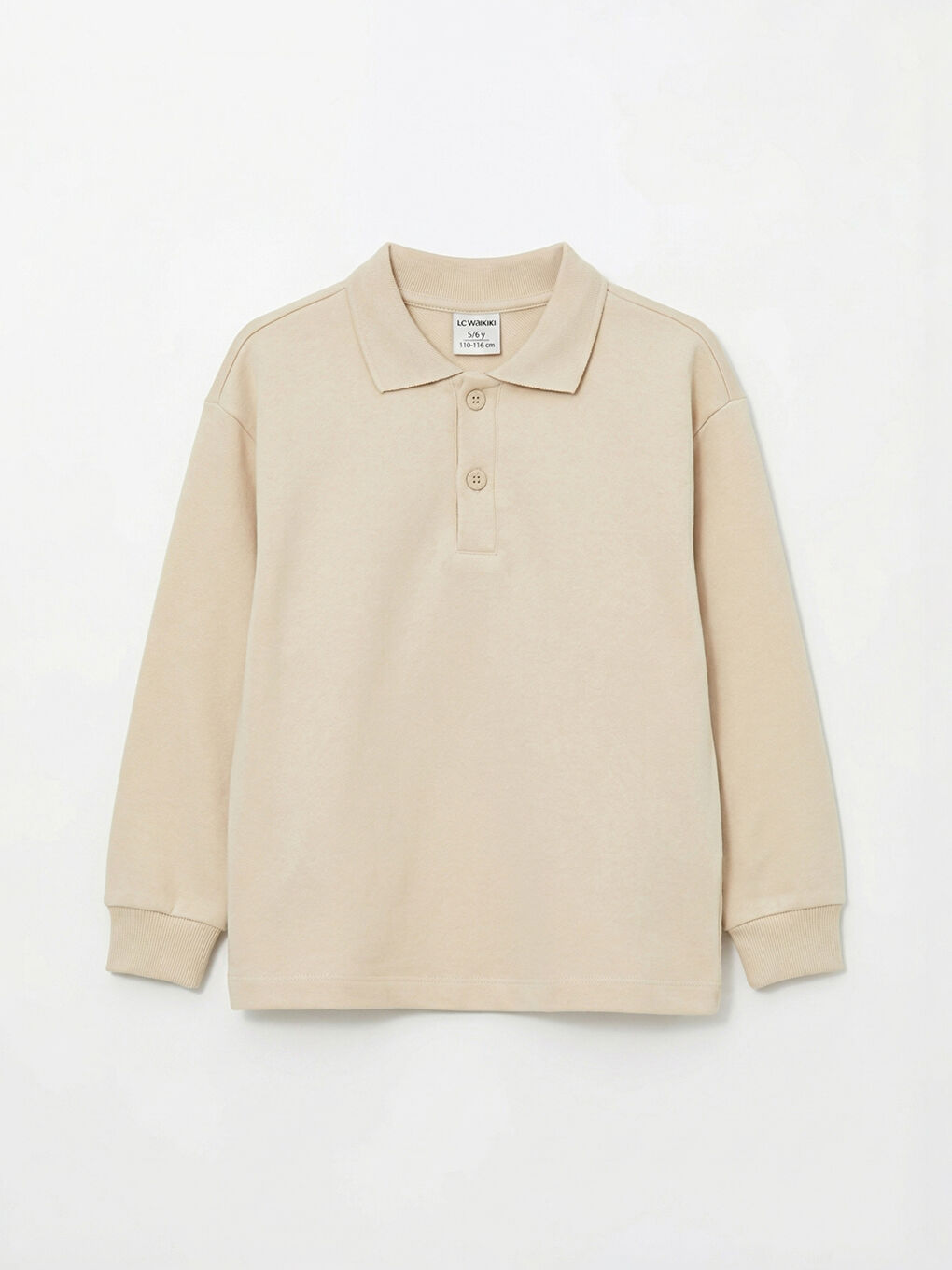 Bej Polo Yaka Erkek Çocuk Sweatshirt ve Pantolon	-1