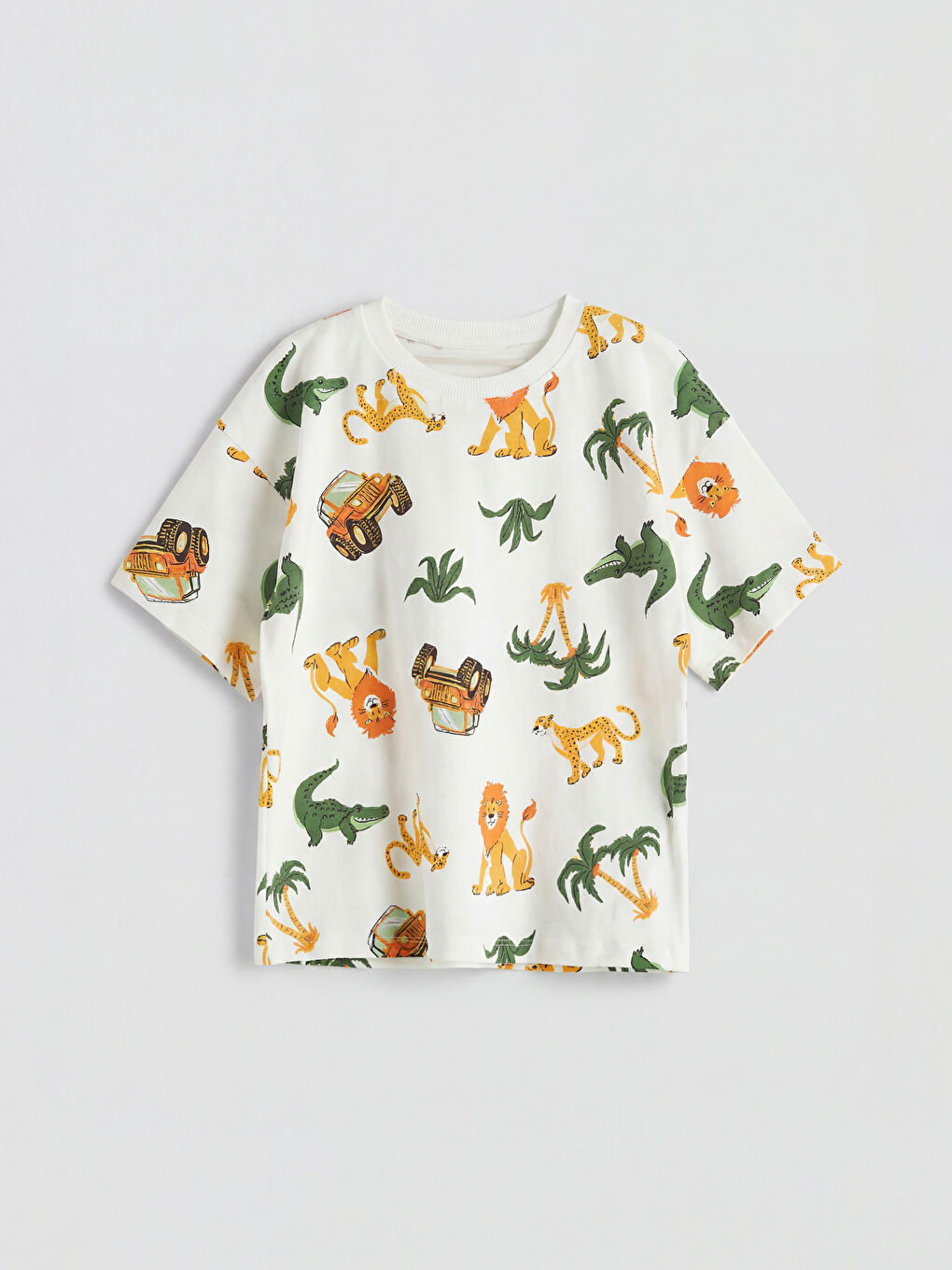 Ekru Baskılı Erkek Çocuk Tişört ve Şort 2'li Takım-2