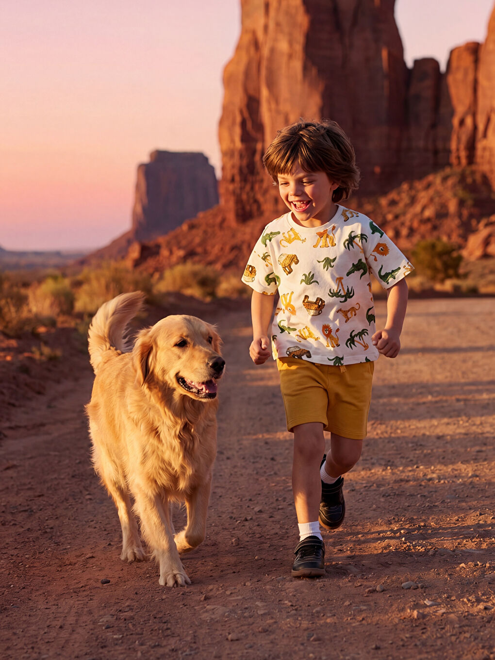 Комплект из 2 футболок и шорт с принтом для мальчиков-1