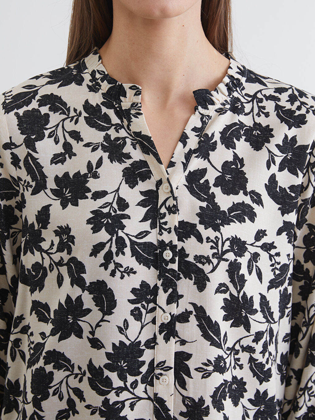 Notch Neck Floral Blouse-2