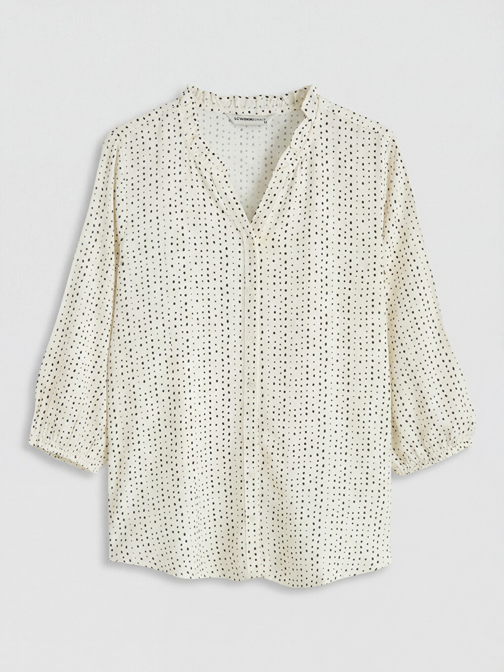 Notch Neck Polka Dot Blouse-4