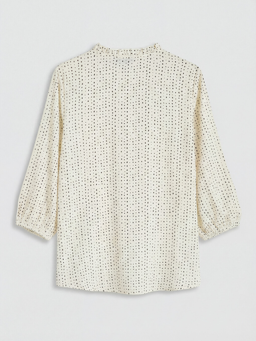 Notch Neck Polka Dot Blouse-5