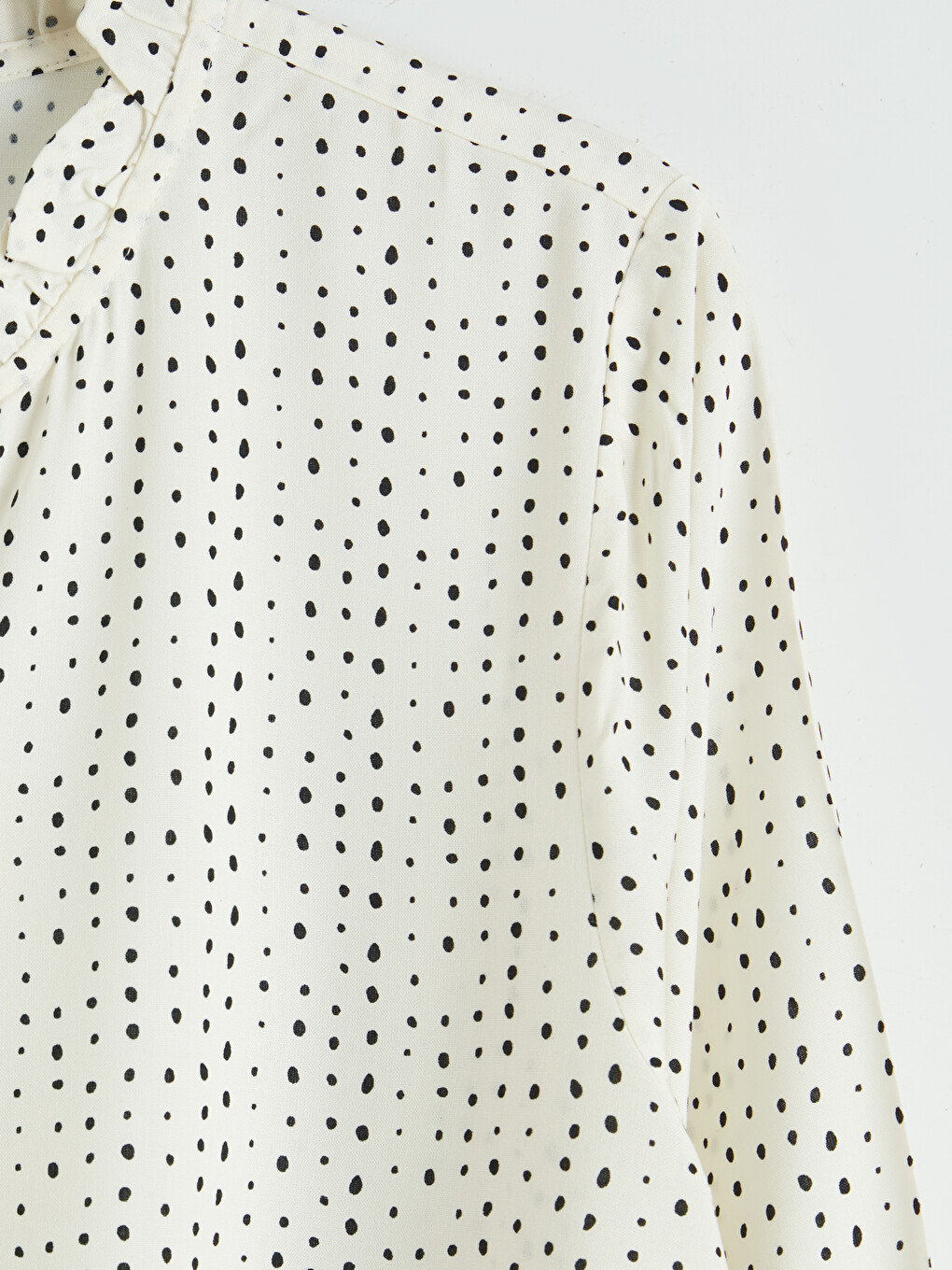 Notch Neck Polka Dot Blouse-6