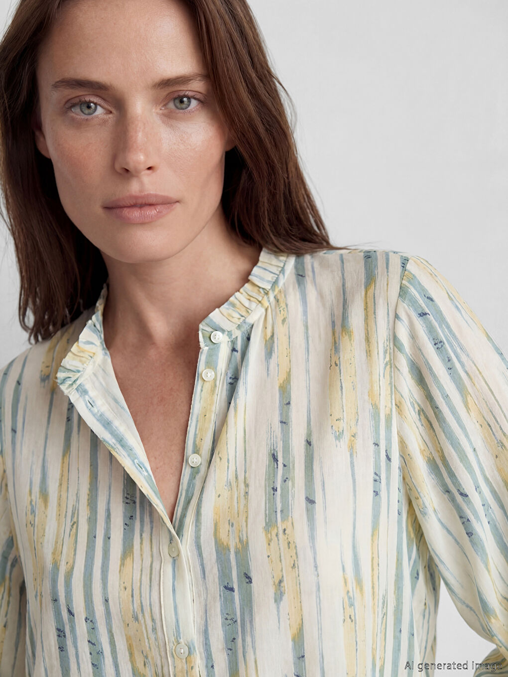 Notch Neck Patterned Blouse-2