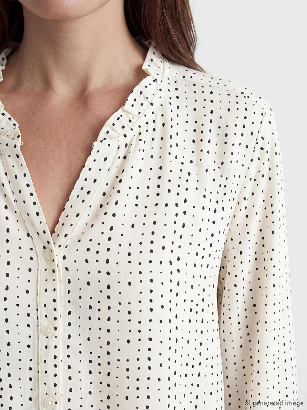 Notch Neck Polka Dot Blouse-2