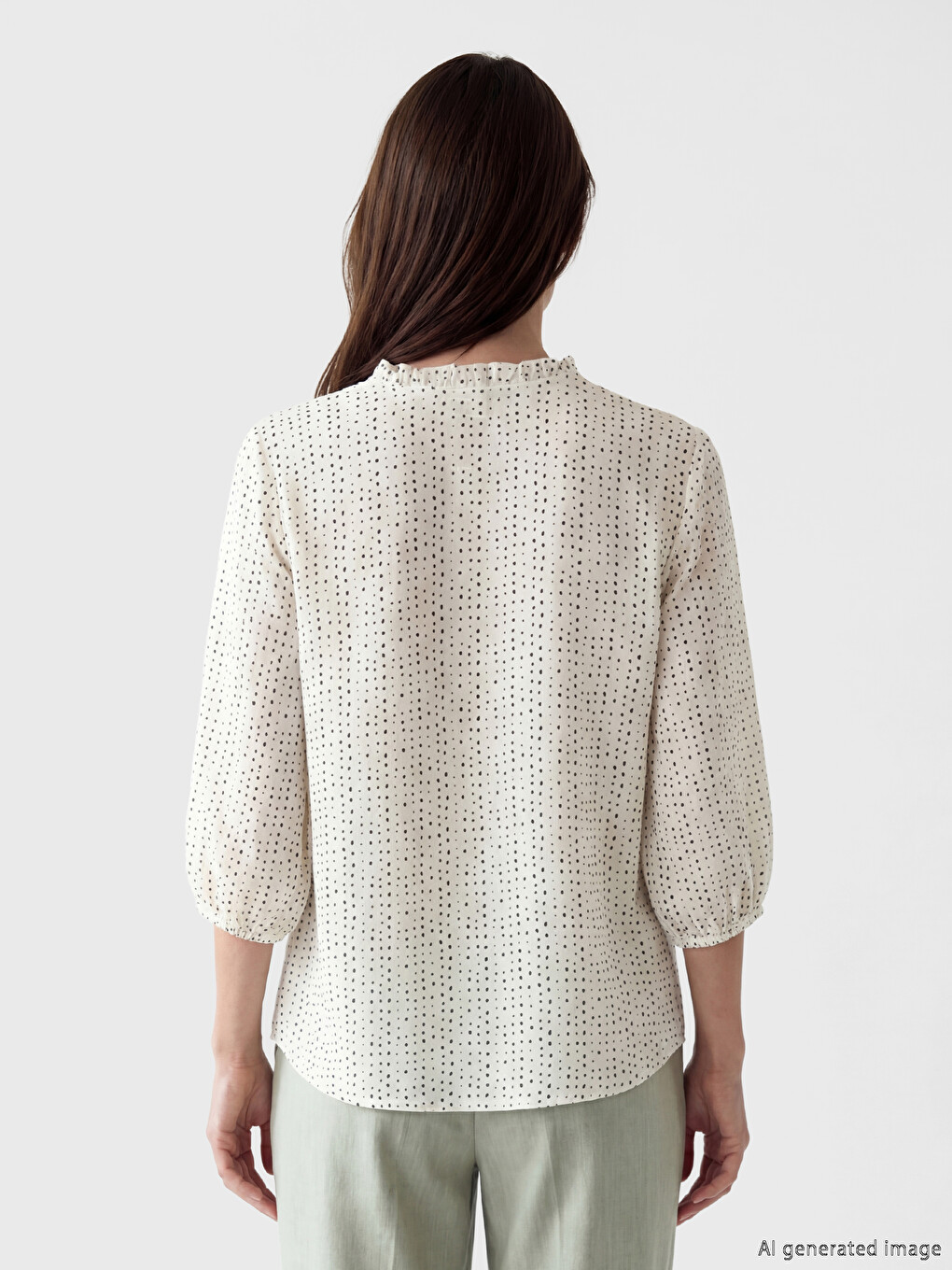 Notch Neck Polka Dot Blouse-3
