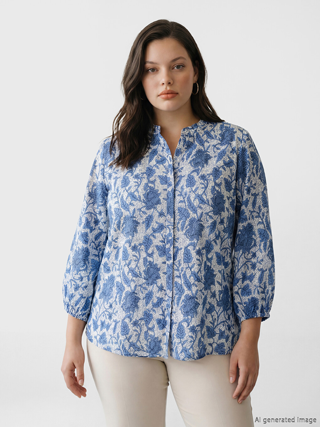 Notch Neck Floral Blouse