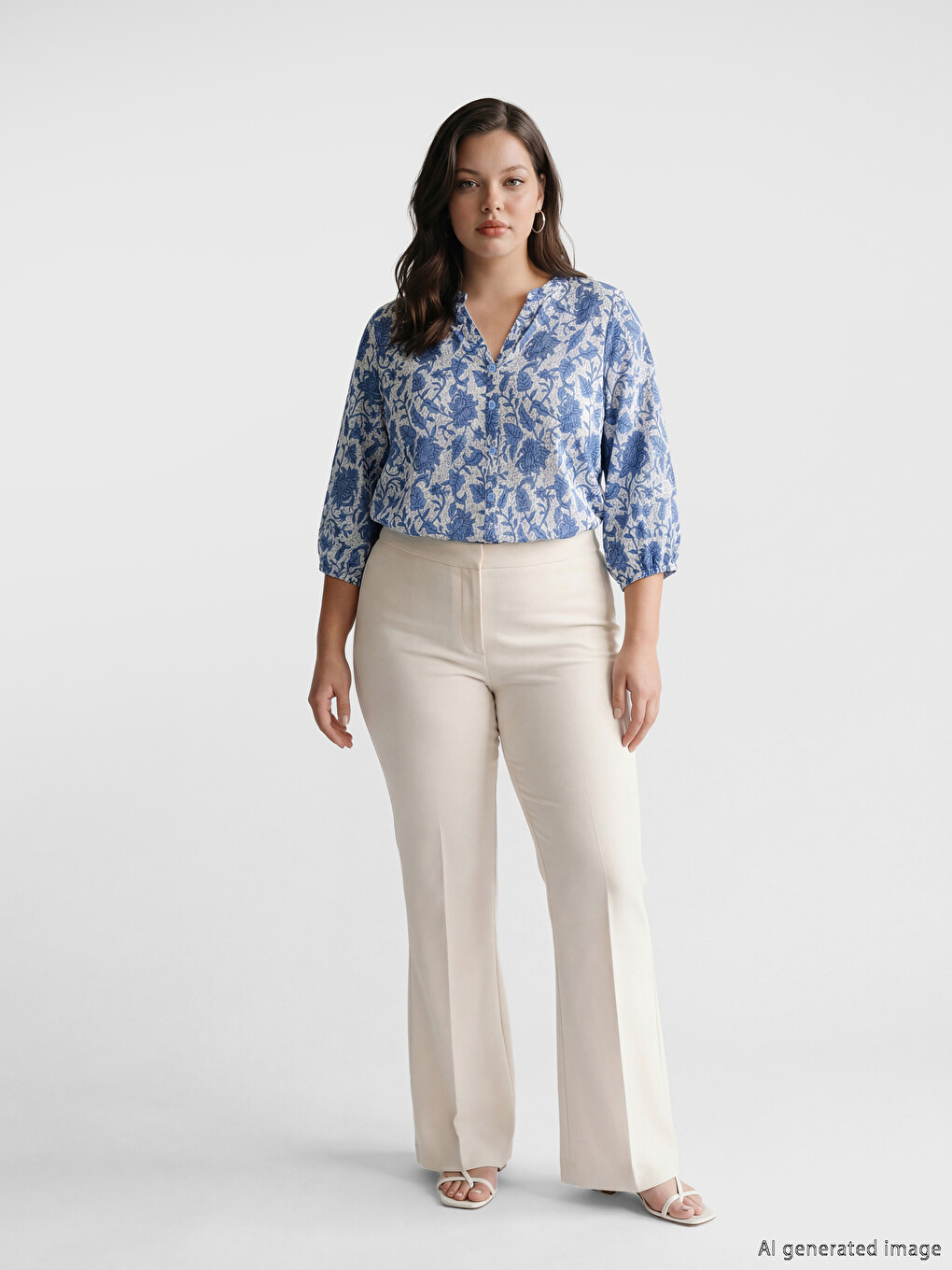 Notch Neck Floral Blouse-1