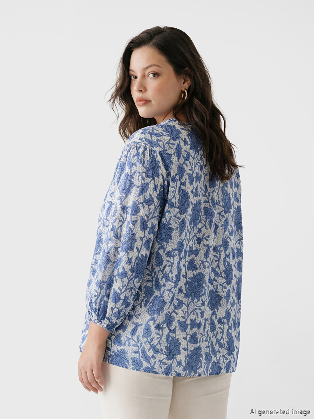Notch Neck Floral Blouse-2